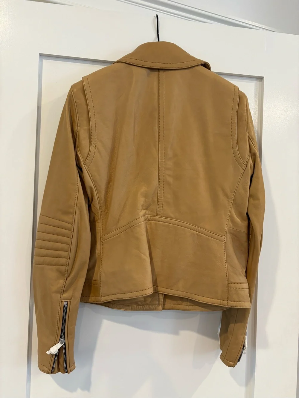 COACH Womens Camel Leather Moto Jacket